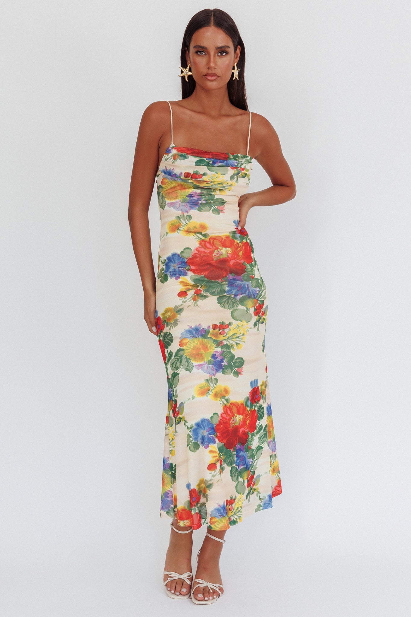 Days Ahead Mesh Overlay Maxi Dress Floral Pink