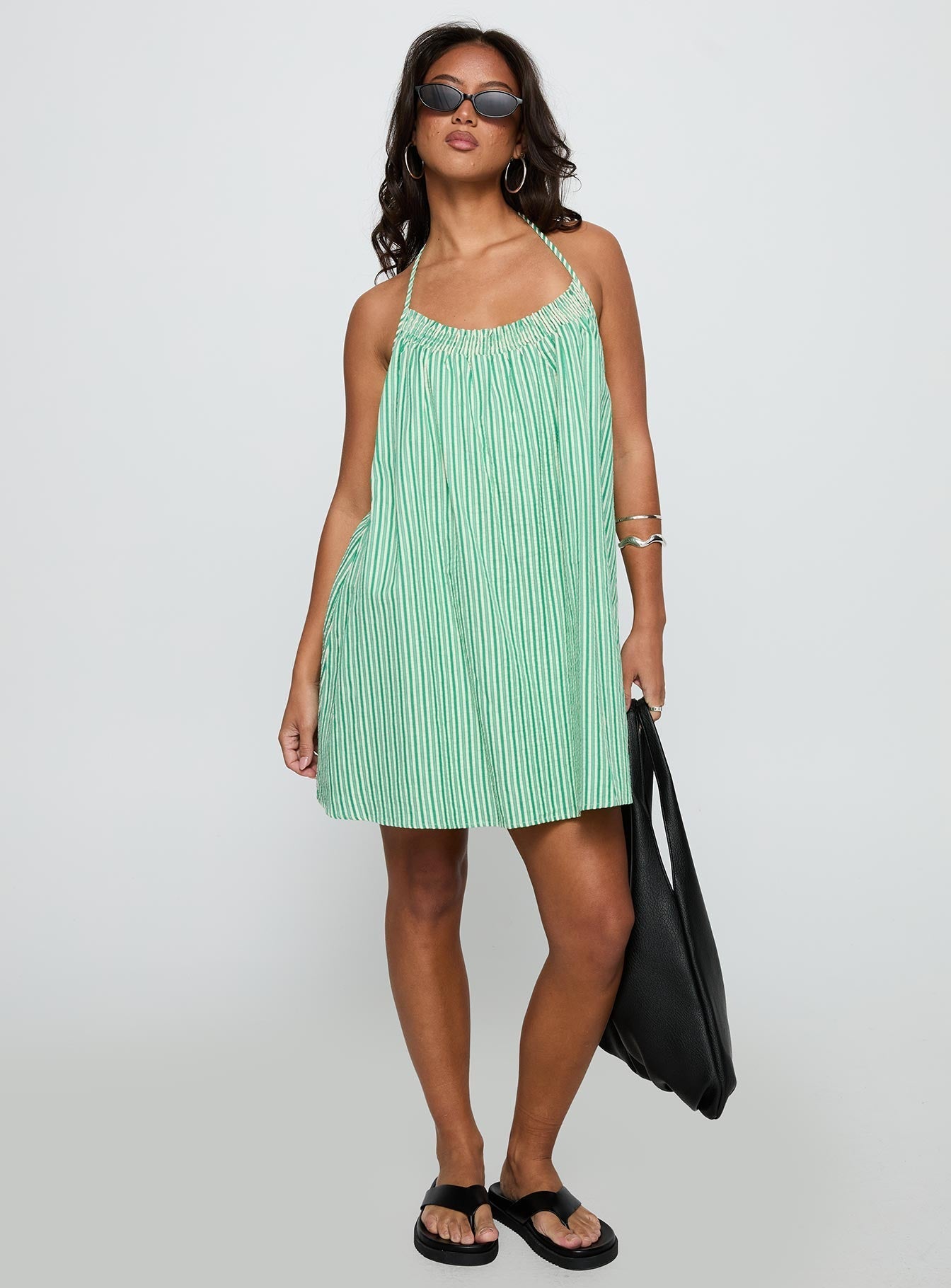 Winx Halter Mini Dress Green Stripe