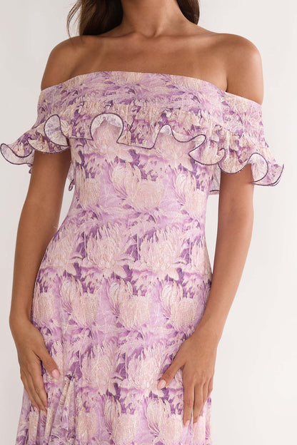 Moonlit Magic Off-Shoulder Maxi Dress Floral Dress