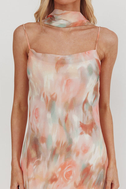 Helsi Cowl Back Maxi Dress Print Pink