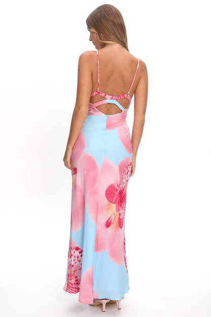 Floating Strappy Low Back Maxi Dress Orchid Blue
