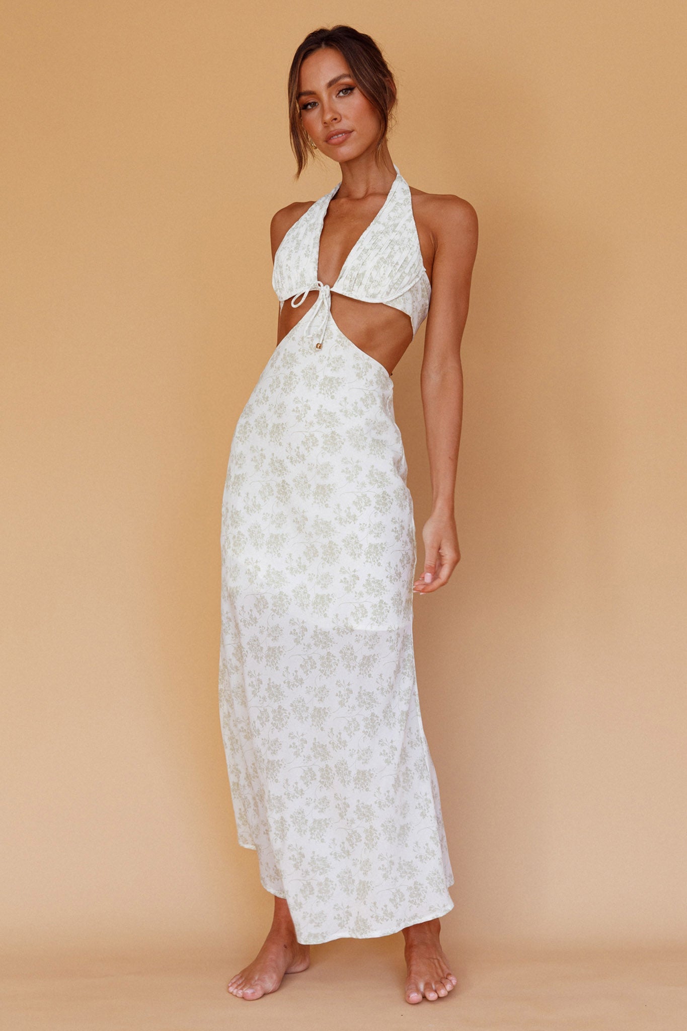 Paradise Found Cut-Out Midi Dress Floral Sage