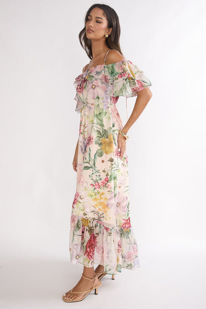 Ivelle Off-Shoulder Ruffle Maxi Dress Floral