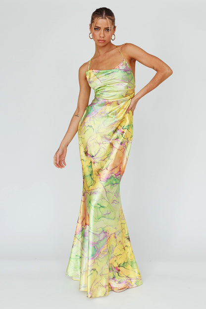 Bailey Strappy Chain Back Maxi Dress Lime