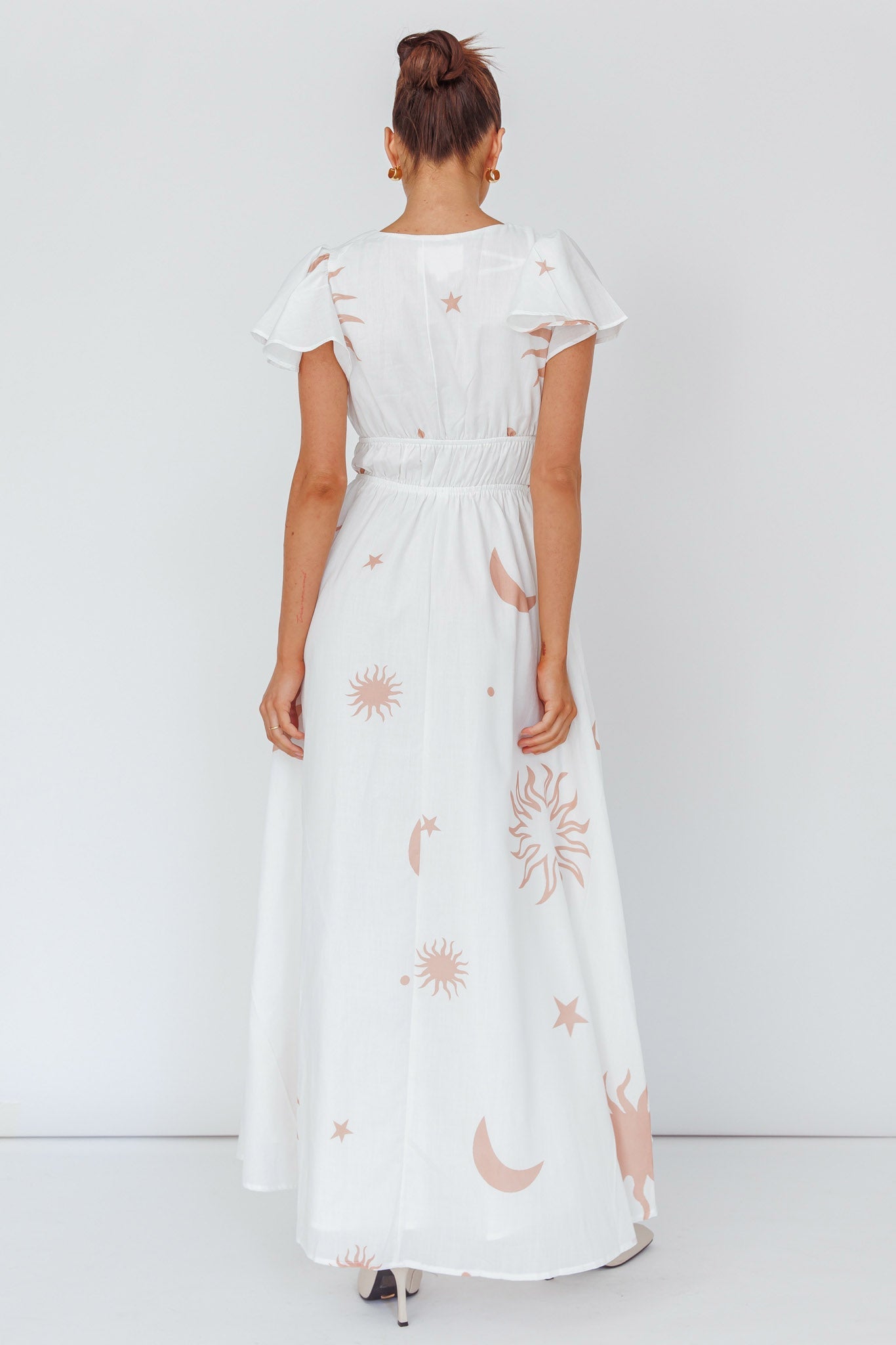Carnivale Angel Sleeve Maxi Dress White/Beige