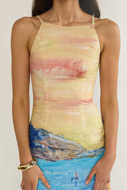 No Ordinary Girl Tied Back Maxi Dress Euro Print